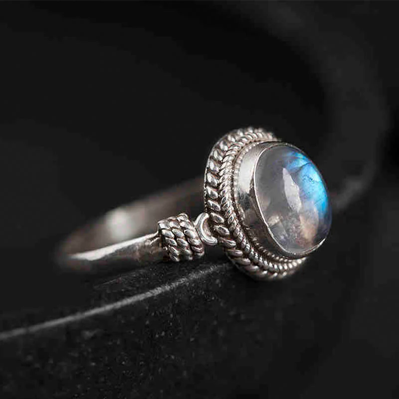 Buddha Stones 925 Sterling Silver Natural Moonstone Positive Ring