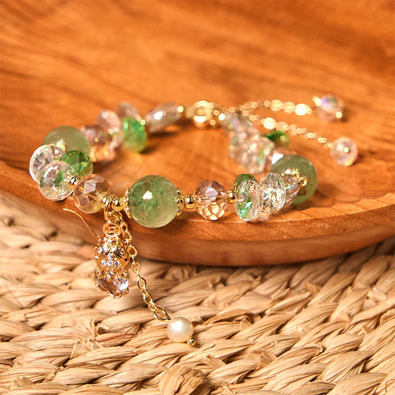 Buddha Stones Natural Citrine Green Strawberry Quartz PiXiu Prosperity Bracelet