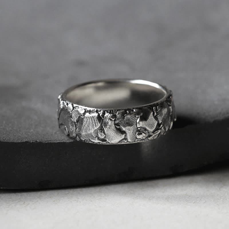 Buddha Stones Rock Pattern Luck Blessing Copper Ring