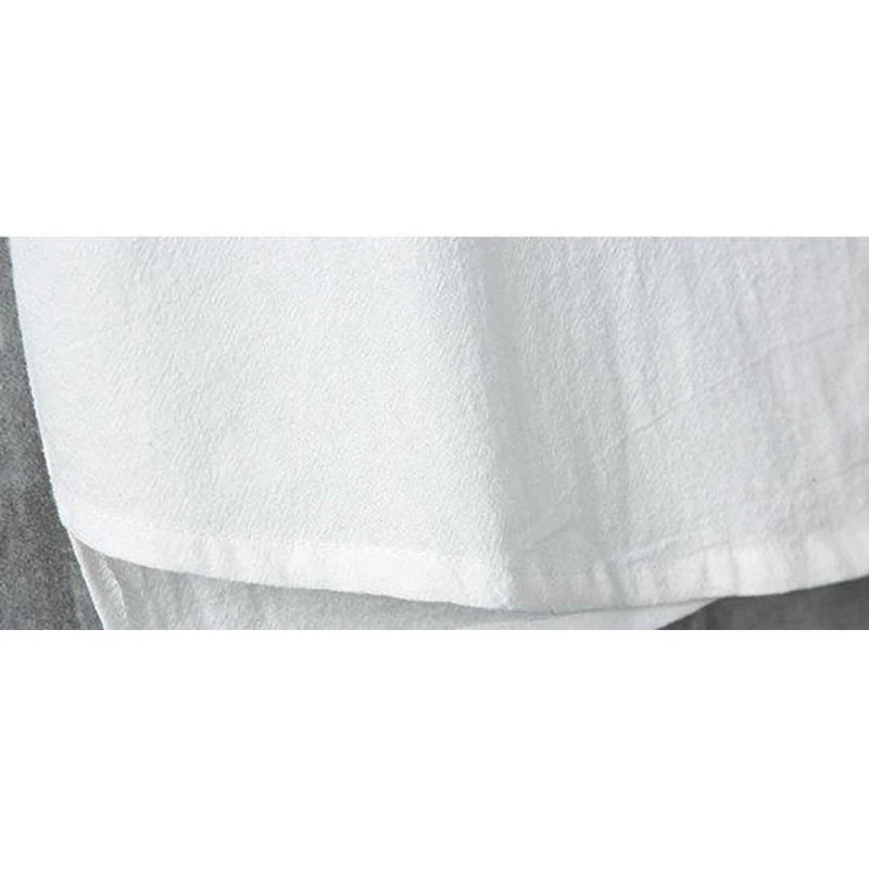 Buddha Stones Daily Casual Plain Chinese Frog-Button Men's Short Sleeve Cotton Linen Shirt