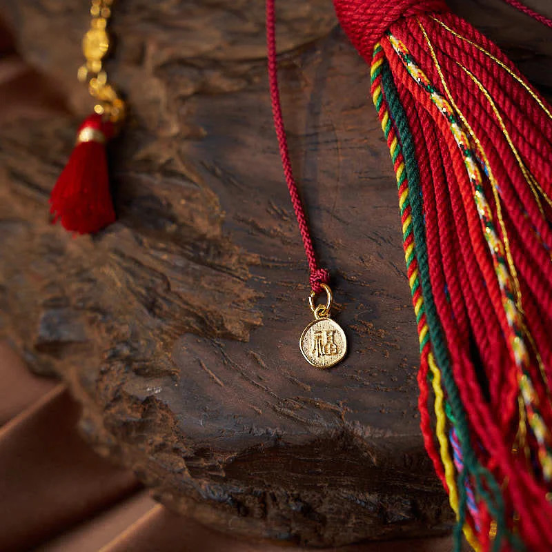 Buddha Stones 18 Beads Copper Coins Tibet Tassel Red Agate Calm Wrist Mala