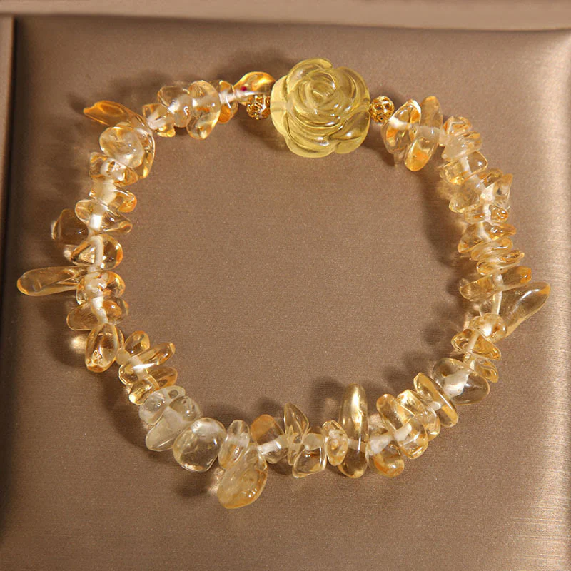 Buddha Stones Natural Citrine Irregular Bead Petals Pleasure Bracelet