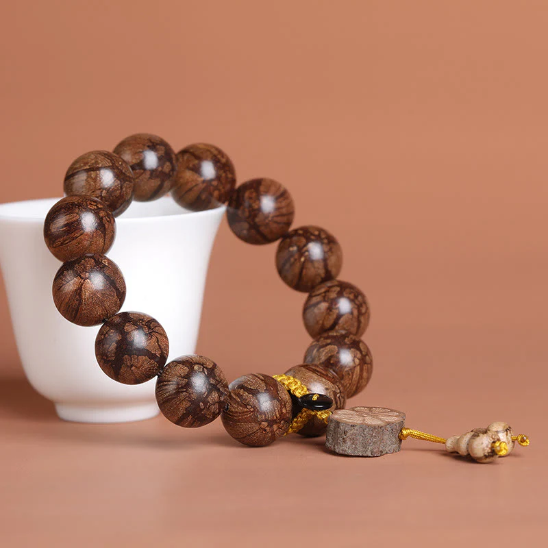 Buddha Stones Plum Blossom Wood Inner Peace Bracelet
