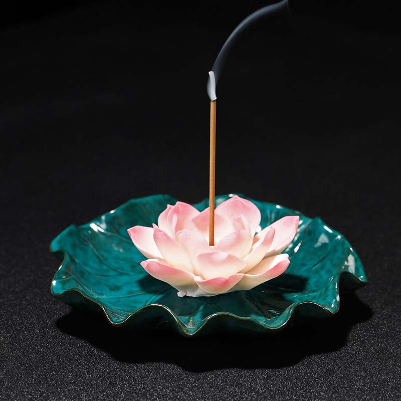 Buddha Stones Tibetan Lotus Blessing Incense Burner Decoration