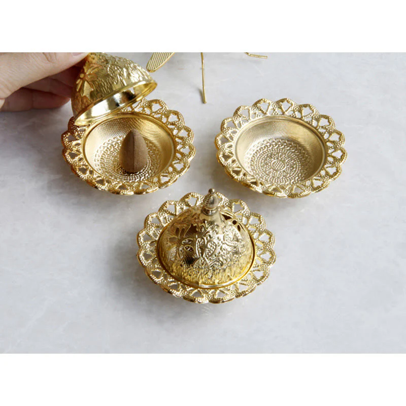 Buddha Stones Tibetan Gold Mini Meditation Incense Burner