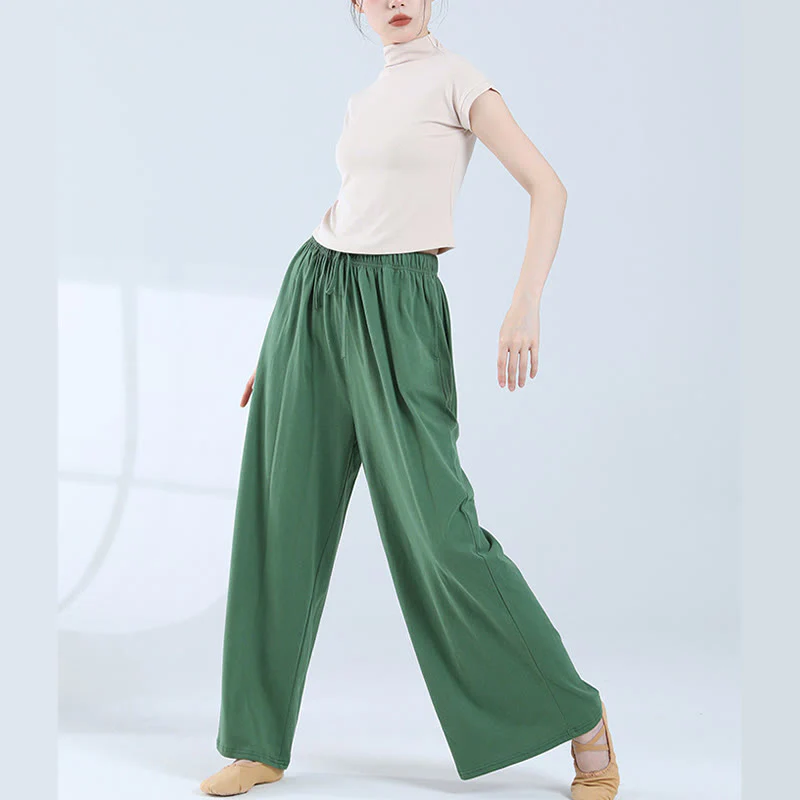 Buddha Stones Loose Cotton Drawstring Wide Leg Pants For Yoga Dance With Pockets