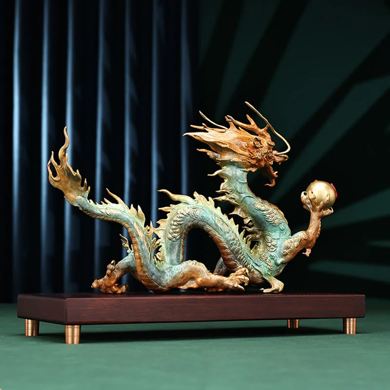 Buddha Stones Year Of The Dragon Auspicious Dragon Brass Copper Luck Success Office Decoration