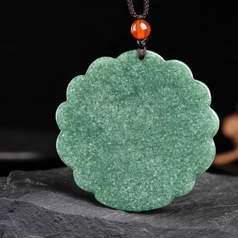 Buddha Stones Natural Jade Peacock Luck Prosperity Necklace Pendant