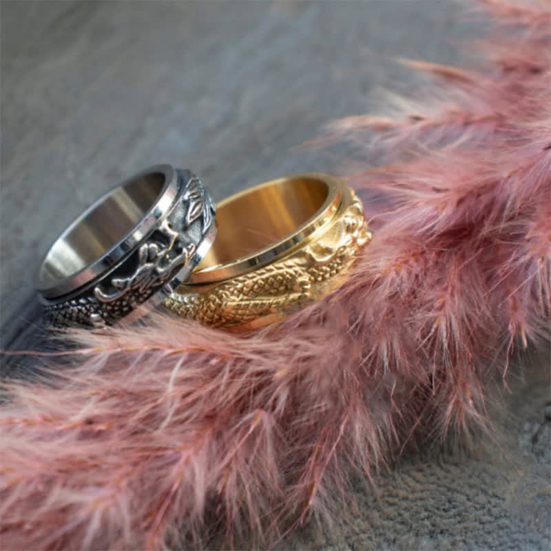 Buddha Stones Dragon Titanium Steel Stimulation Rotatable Ring (Extra 30% Off | USE CODE: FS30)