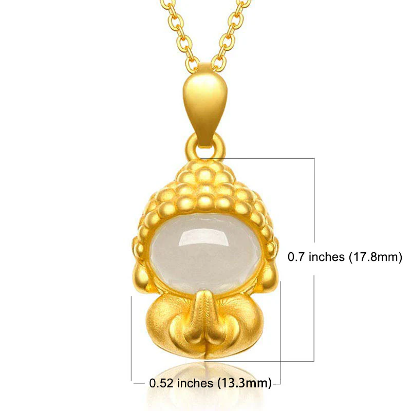 Buddha Stones White Jade Buddha Success Pendant Necklace