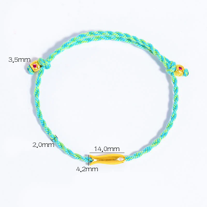 Buddha Stones Copper Lucky Koi Fish Luck Rope Bracelet