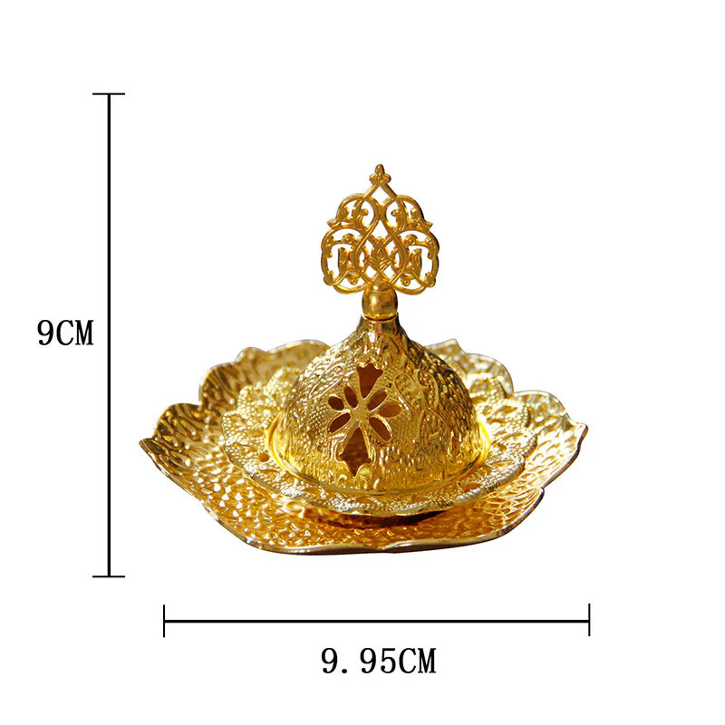 Buddha Stones Gold Leaf Coaster Spiritual Mini Alloy Metal Incense Burner