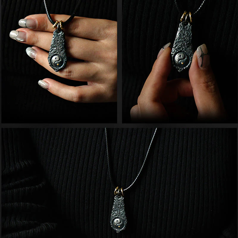 Buddha Stones 999 Sterling Silver 24k Gold Big Dipper Yin Yang Design Harmony Necklace Pendant