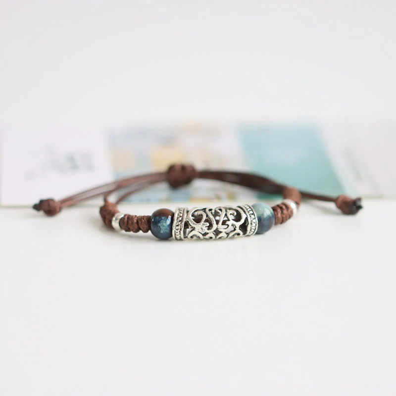 Buddha Stones Tibet Ceramic Bead Wealth String Bracelet