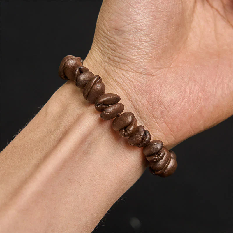 Buddha Stones Handmade Natural Coffee Beans Bracelet