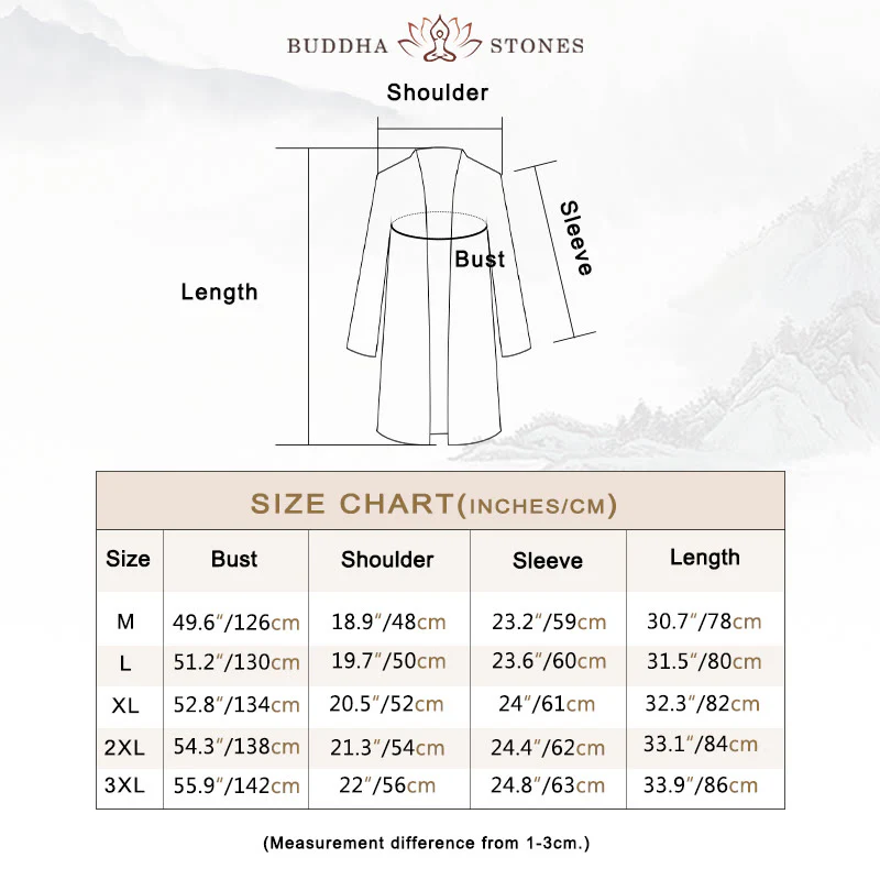 Buddha Stones Fall Simple Casual Cotton Linen Men's Mid-length Coat Clothing