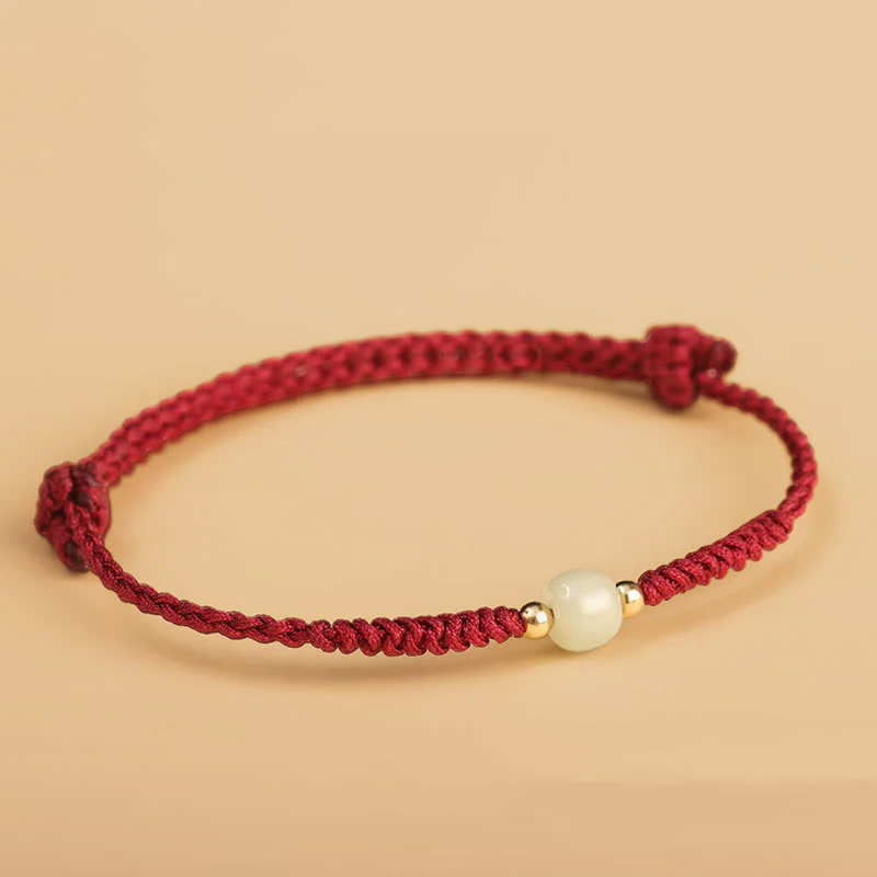 Buddha Stones Handcrafted Jade Lucky Bead Abundance Braided Bracelet