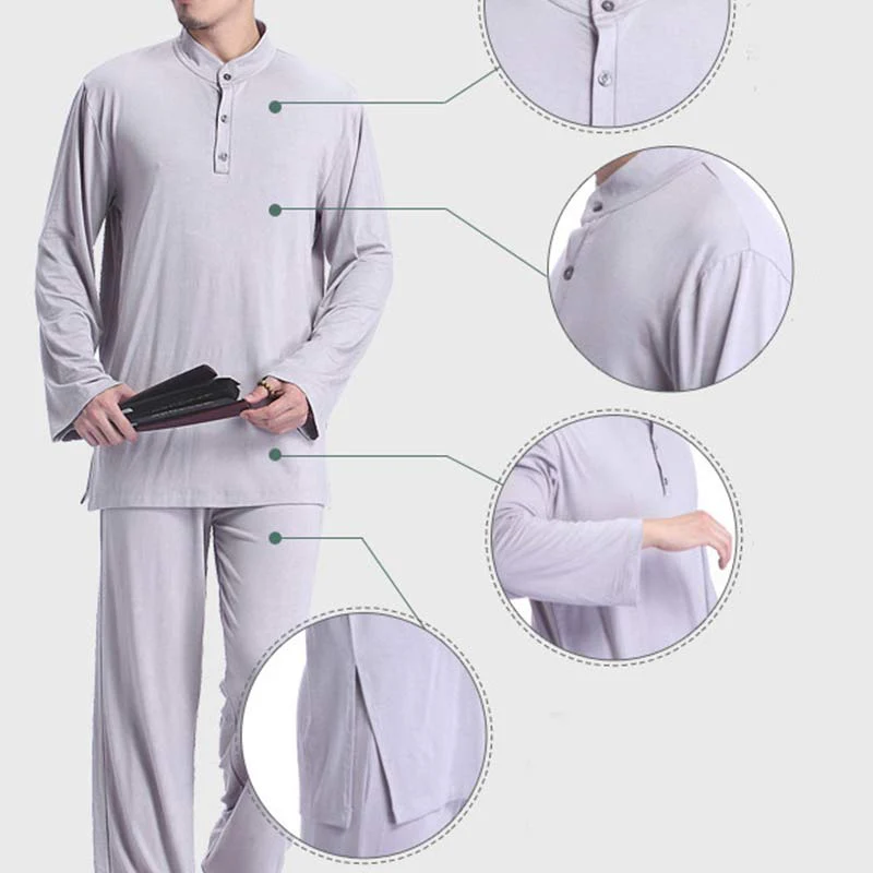 Buddha Stones Meditation Prayer Spiritual Zen Tai Chi Practice Yoga Clothing Men's Set