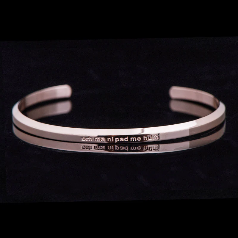 Buddha Stones Six True Words Engraving Titanium Steel Blessing Protection Bracelet