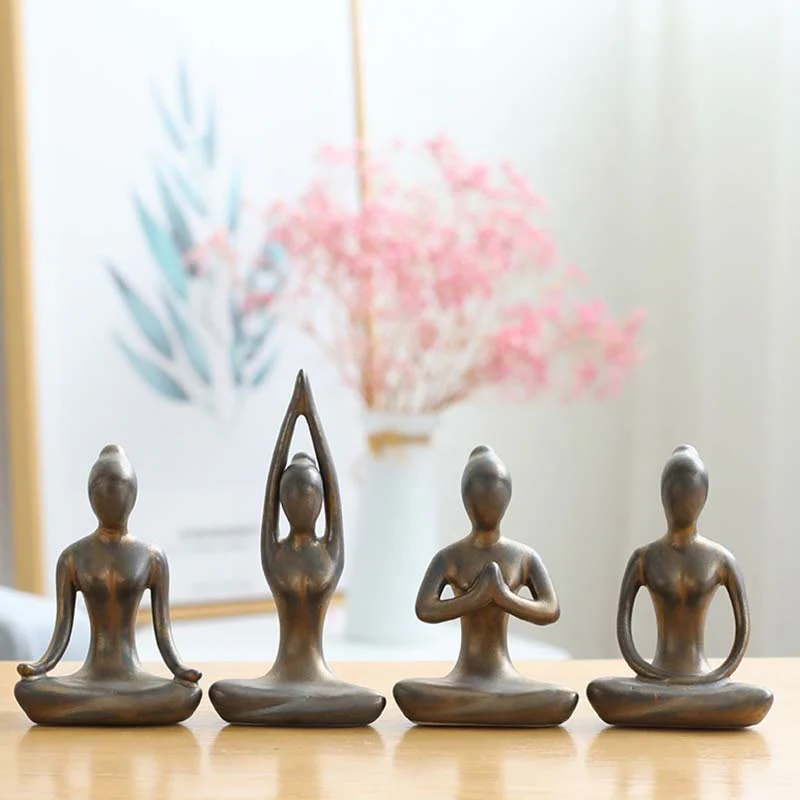 Buddha Stones Abstract Yoga Meditation Exercise Ceramics Spiritual Figurine Sculpture Decoration