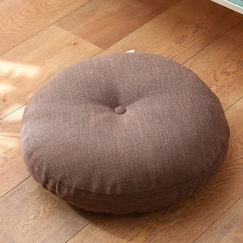 Buddha Stones Lotus Simple Pattern Linen Meditation Seat Cushion Home Living Room Decoration