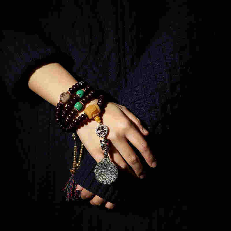 Buddha Stones Tibet 108 Mala Beads Purple Bodhi Seed Bagua Vajra Auspiciousness Bracelet