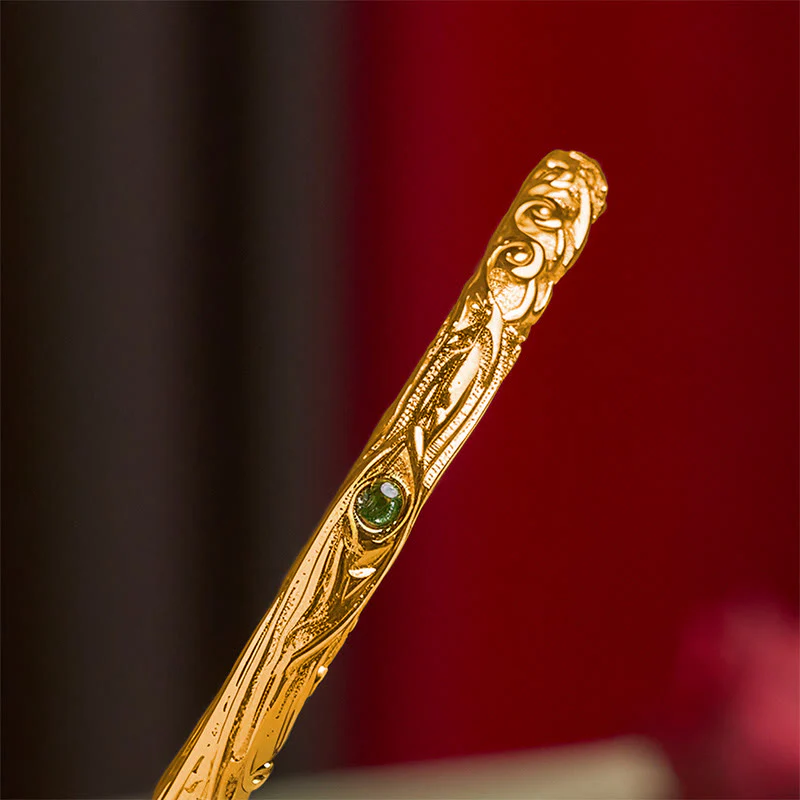 Buddha Stones Hollow Universe Circle Design Copper Plated Gold Wealth Bracelet Bangle