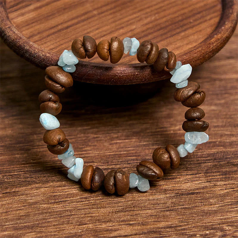 Buddha Stones Handmade Natural Coffee Beans Amethyst Citrine Amazonite Irregular Crystal Bracelet