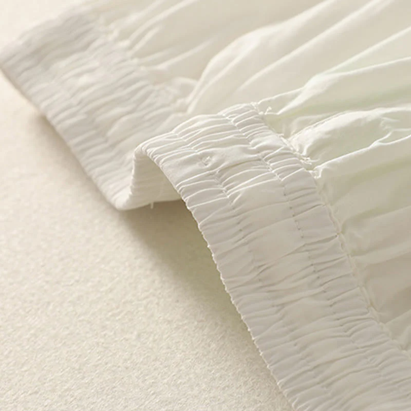 Buddha Stones Casual Ruffle Hem Patchwork Design Drawstring Ankle-length Women's Cotton Pants With Pockets