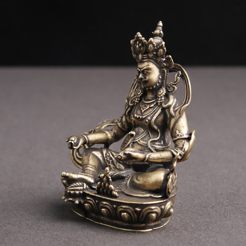 Buddha Stones Yellow Jambhala Bodhisattva Figurine Serenity Copper Statue Decoration