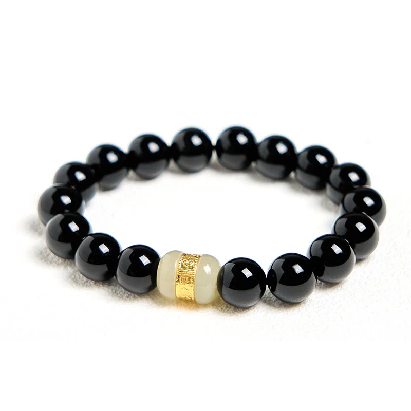 Buddha Stones Natural Black Onyx Jade Support Bracelet