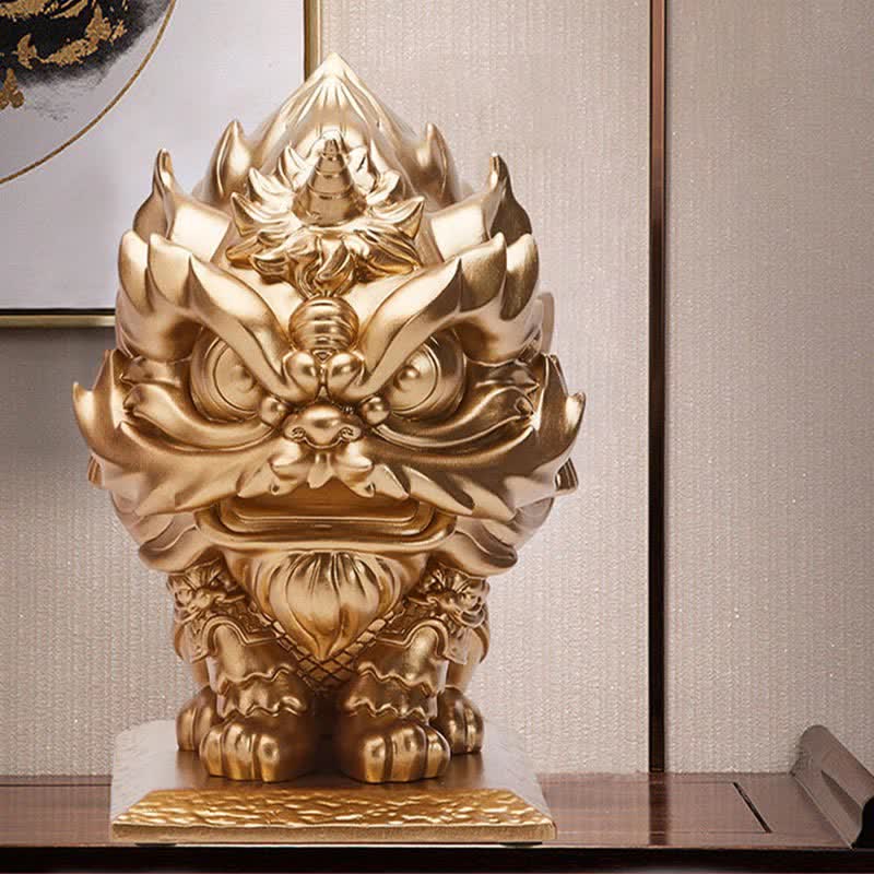 Buddha Stones Lion Statue Strength Resin Home Office Decoration