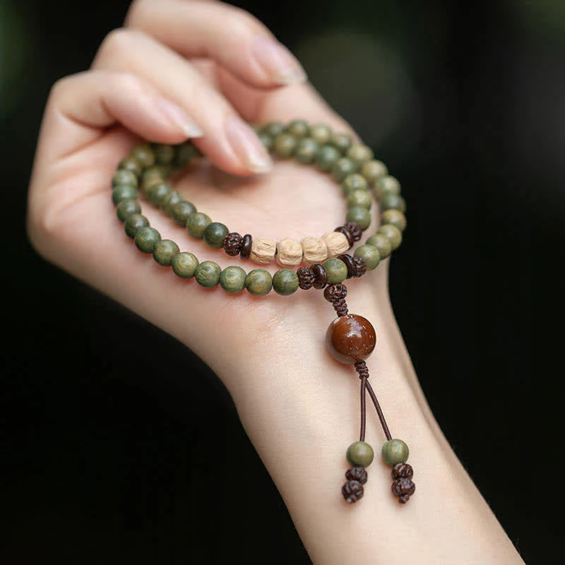 Buddha Stones Green Sandalwood Positive Peace Bracelet