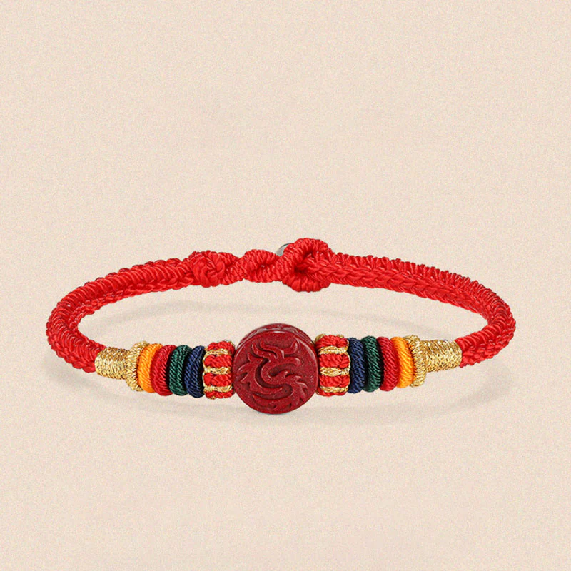 Buddha Stones Year of the Dragon 925 Sterling Silver Chinese Zodiac Cinnabar Auspicious Matches Blessing Bracelet (Extra 30% Off | USE CODE: FS30)