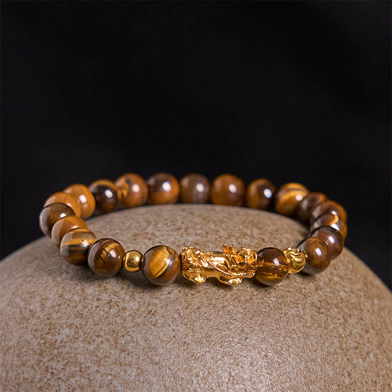 Buddha Stones Various Color Tiger Eye Beads Pixiu Wealth Courage Bracelet