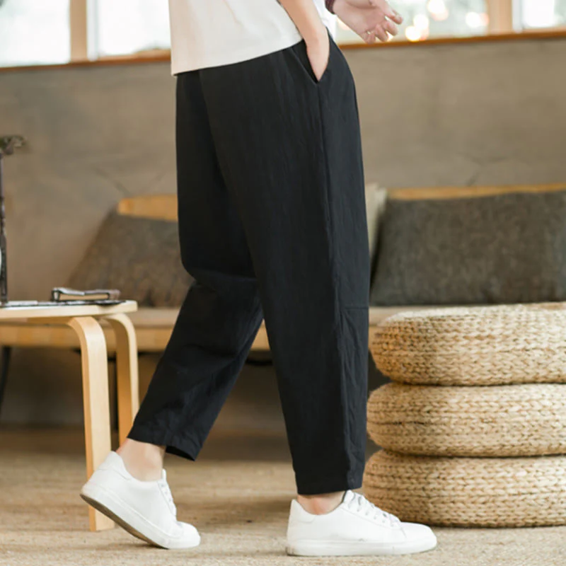 Buddha Stones Summer Men's Cotton Pants With Pockets