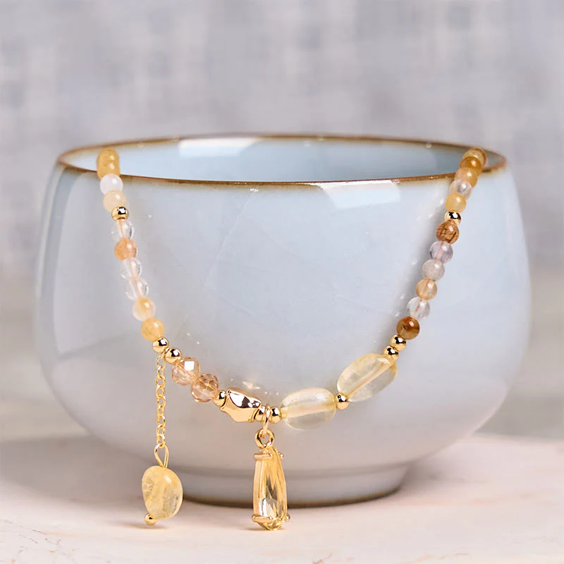 Buddha Stones Natural Citrine Beads Pleasure Multi Layer Bracelet