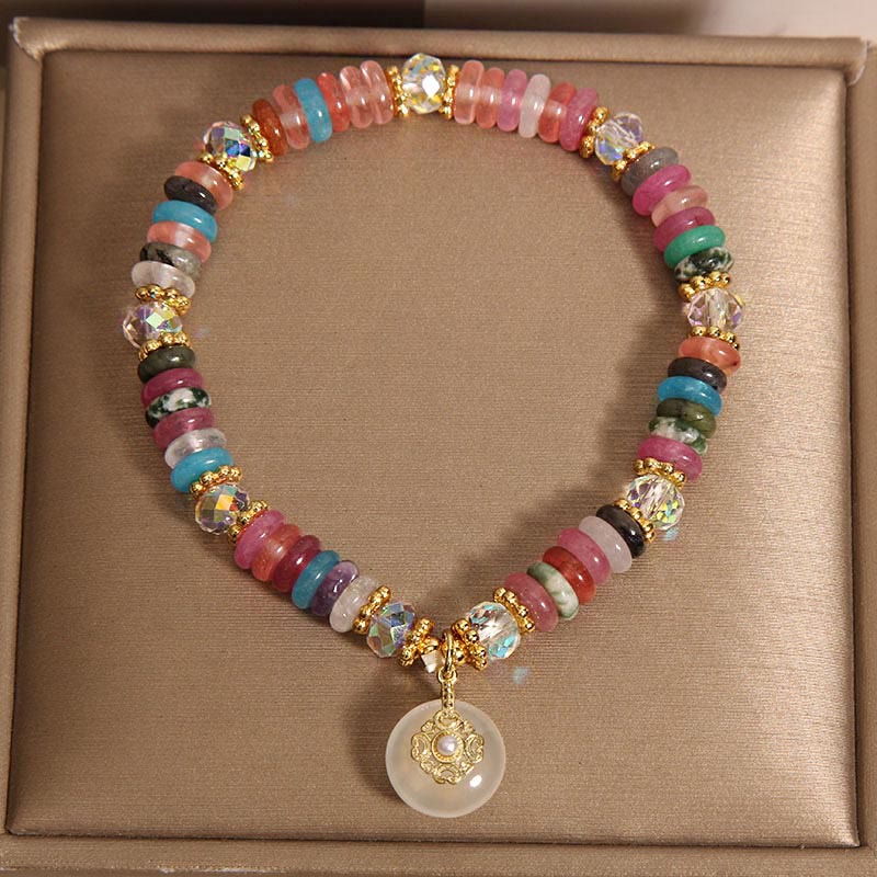Buddha Stones Various Crystal Peace Buckle Auspicious Bracelet
