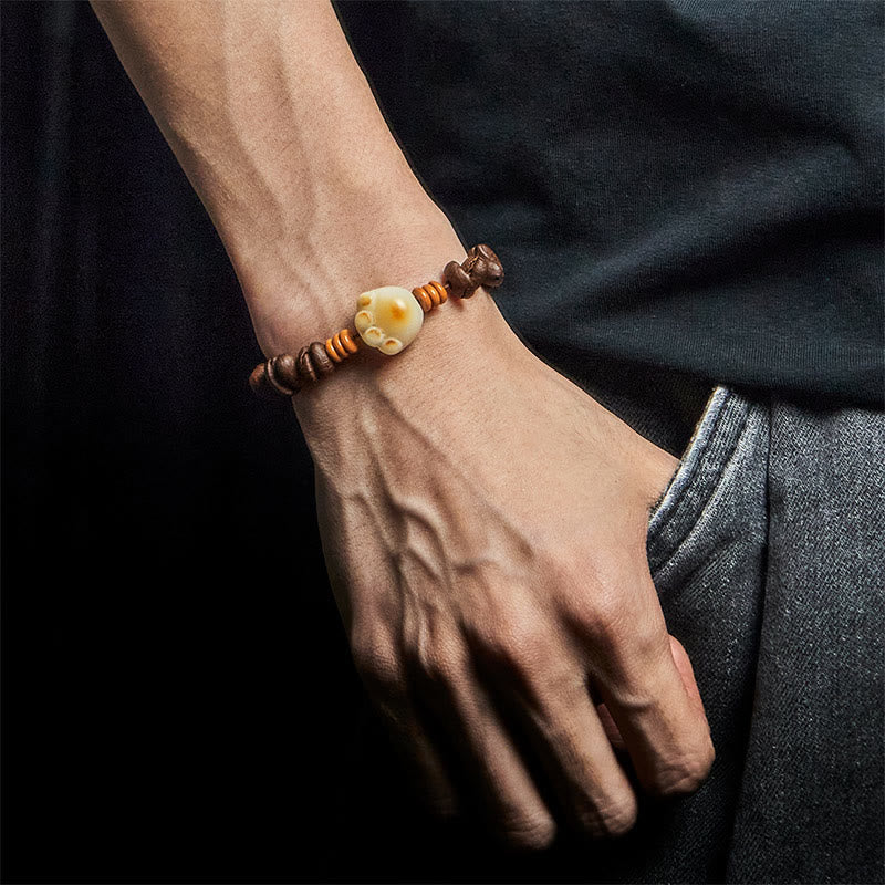 Buddha Stones Natural Cat's Paw Coffee Beans Bodhi Seed Beads Bracelet