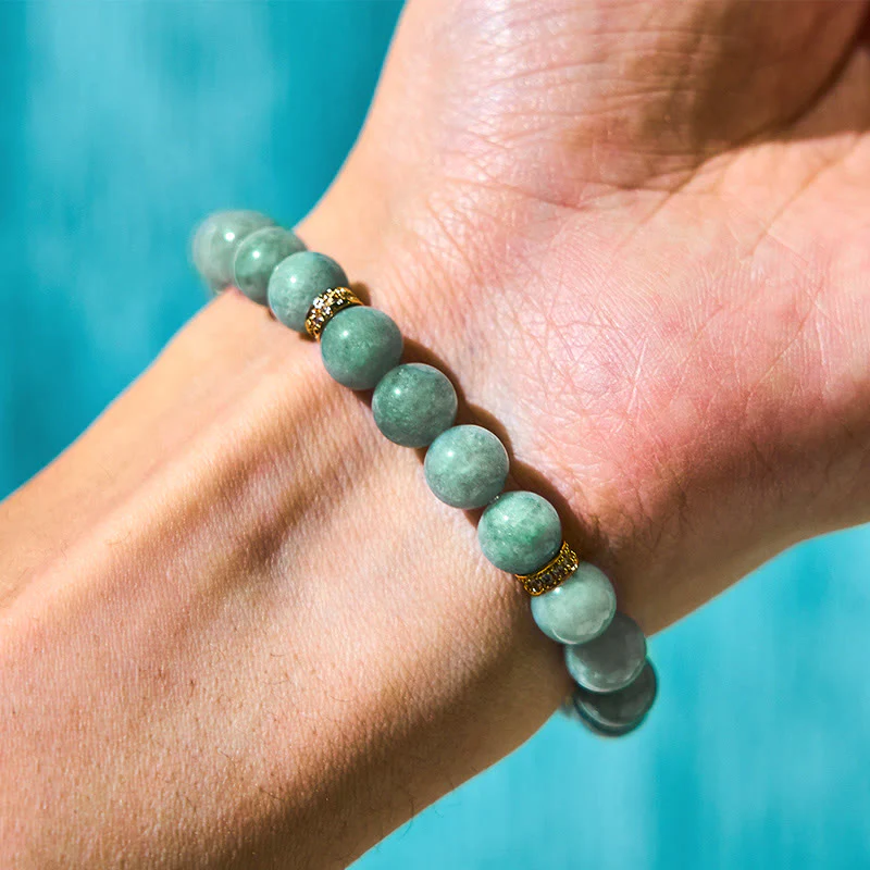 Buddha Stones Natural Green Jade Om Mani Padme Hum Cyclone Charm Luck Bracelet