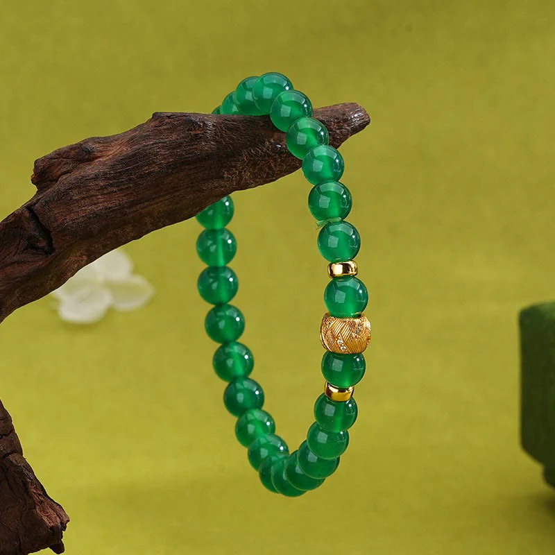Buddha Stones Green Agate Beads Support Bracelet