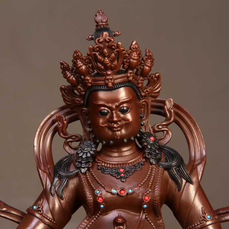 Buddha Stones Yellow Jambhala Bodhisattva Figurine Compassion Copper Statue Home Office Decoration