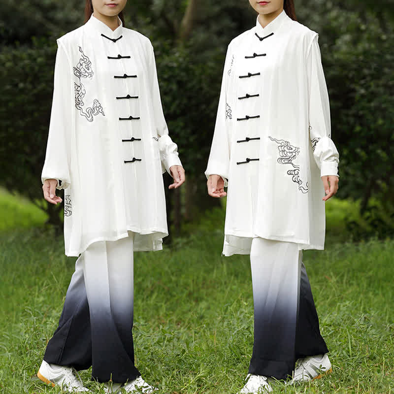 Buddha Stones Auspicious Clouds Gradient Meditation Prayer Spiritual Zen Tai Chi Qigong Practice Women's Clothing Set