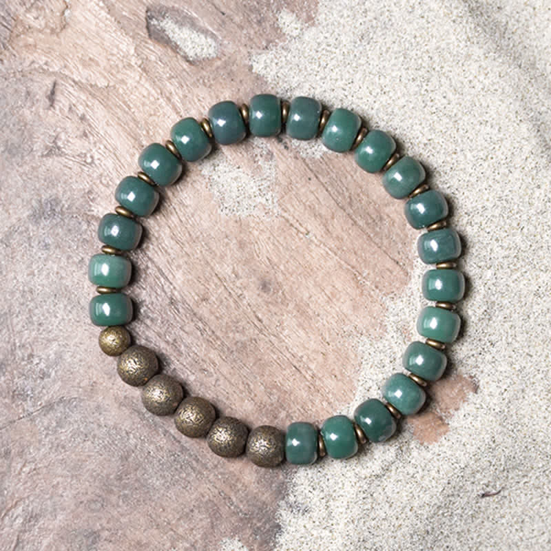 Buddha Stones Tibetan Cyan Bodhi Seed Copper Success Bracelet