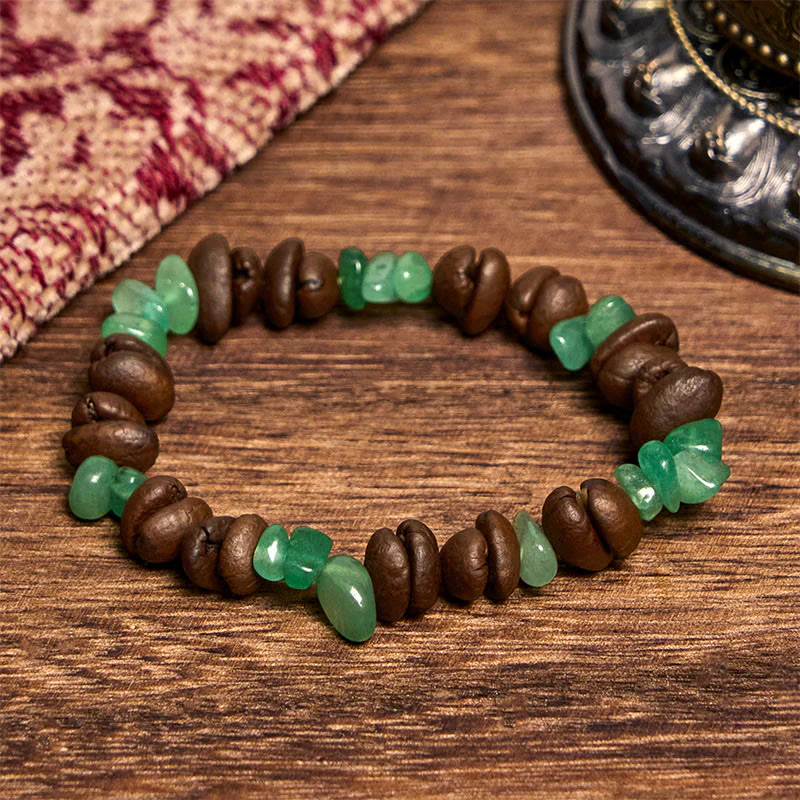 Buddha Stones Handmade Natural Coffee Beans Amethyst Citrine Amazonite Irregular Crystal Bracelet
