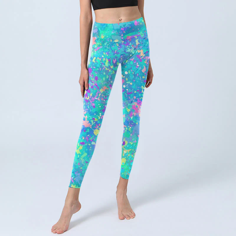 Buddha Stones Splash Ink Print Exercise Leggings Women's Yoga Pants