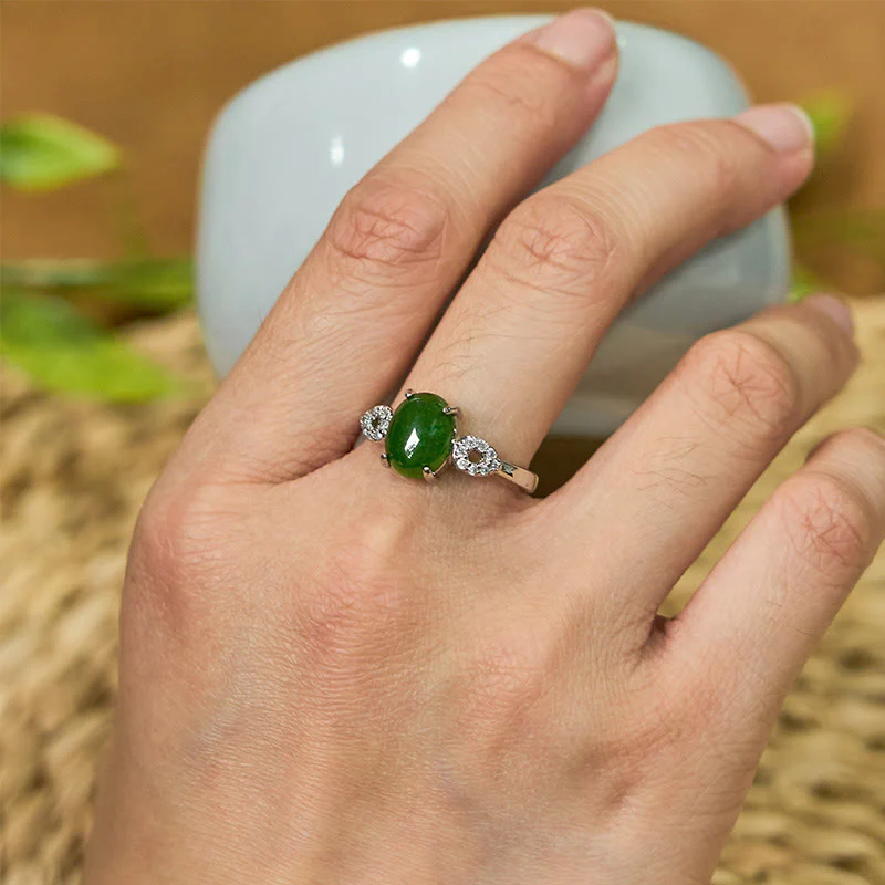 Buddha Stones Natural Jade Adjustable Buckle Prosperity Ring