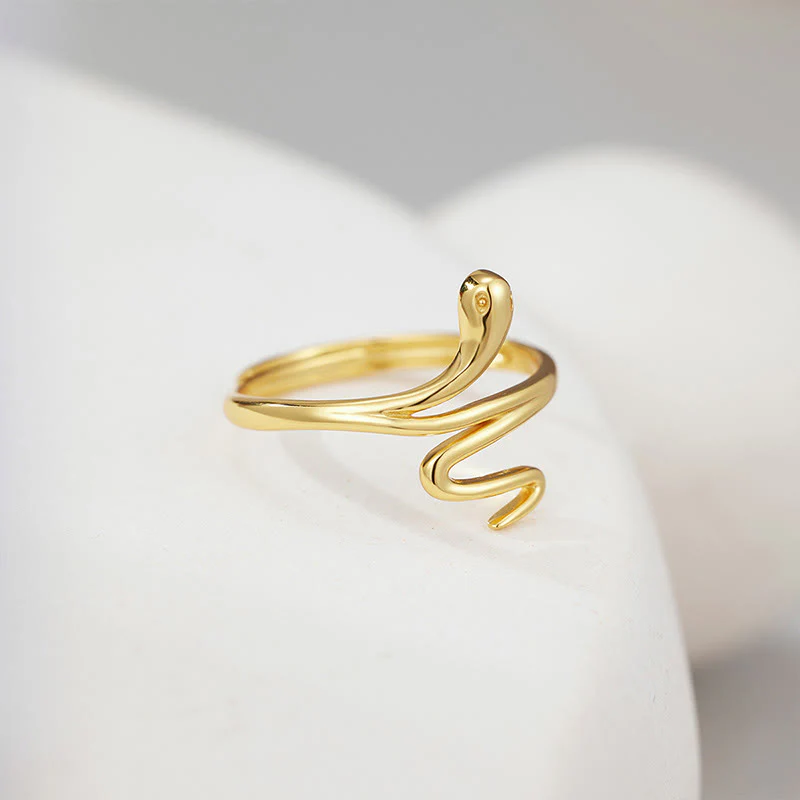 Buddha Stones 925 Sterling Silver Golden Snake Year Of The Snake Calm Balance Adjustable Ring
