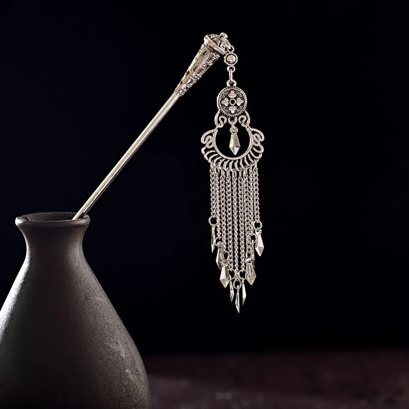 Buddha Stones Water Drop Lily of the Valley Flowers Tassels Confidence Hairpin