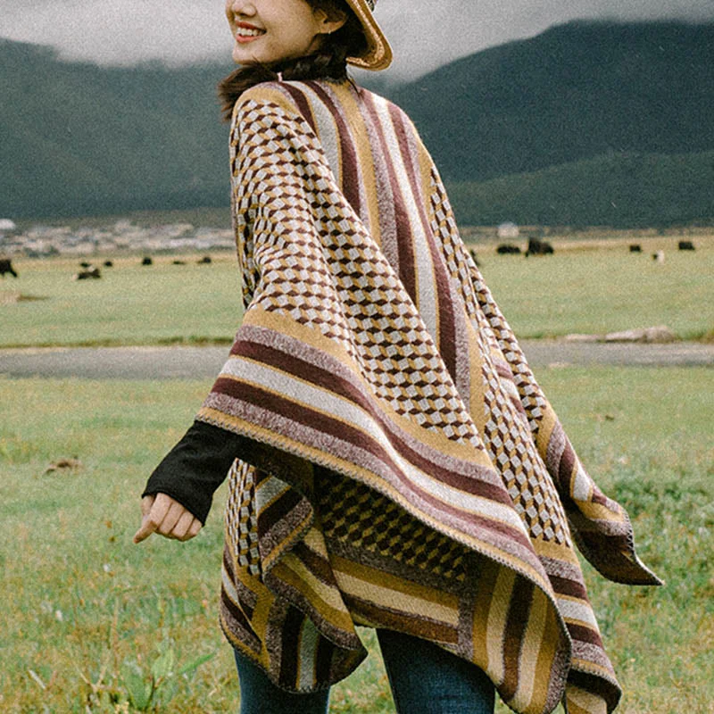 Buddha Stones Tibetan Shawl Classic Pattern Winter Cozy Warm Travel Scarf Wrap